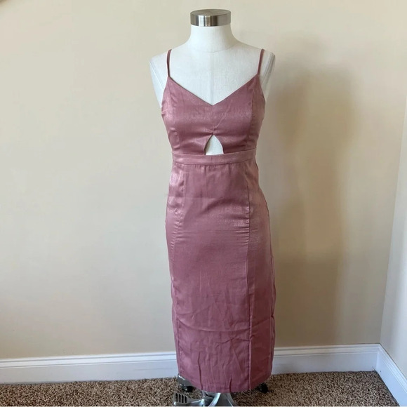 New w/ flaw JOA v-neck slit back open keyhole satin dress NWT 5767 - Picture 4 of 12